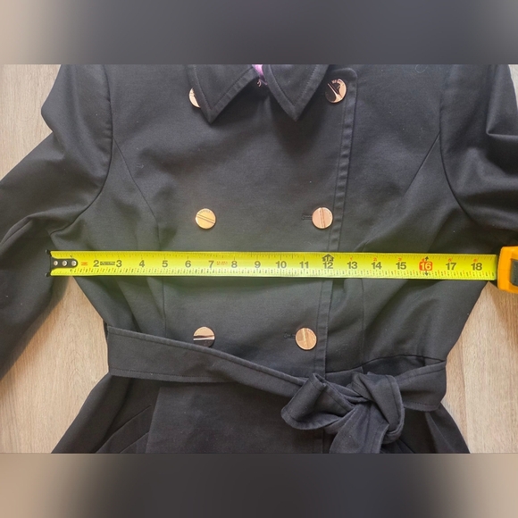 Ted Baker Flared Skirt Trench Coat Classic Black Trench Coat Size 5 - Picture 8 of 8